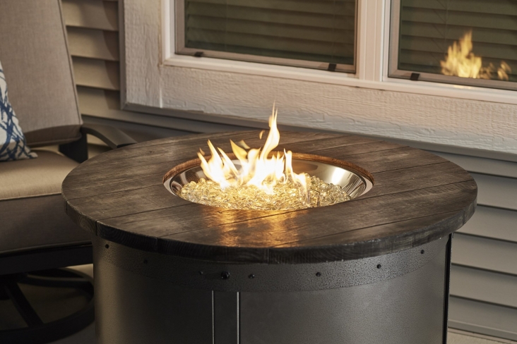Edison Round Gas Fire Pit Table Flame, Ul Listed Fire Pit