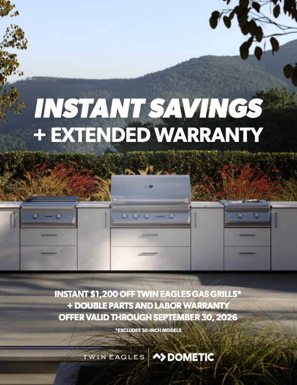 Twin Eagles Instant Savings - $1,200 off gas grills plus extended warranty, valid through September 30, 2026